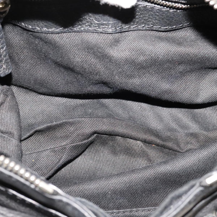 Chloe Paddington Mini Hand Bag Leather Black Silver bs21787