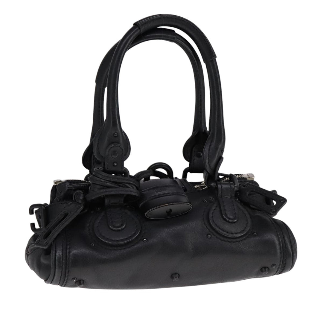 Chloe Paddington Mini Hand Bag Leather Black Silver bs21787