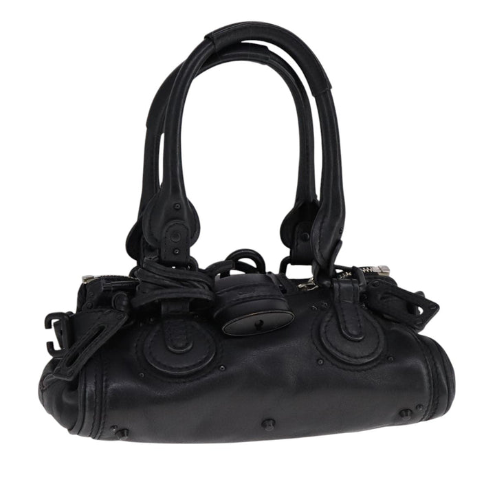 Chloe Paddington Mini Hand Bag Leather Black Silver bs21787