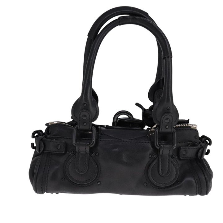 Chloe Paddington Mini Hand Bag Leather Black Silver bs21787