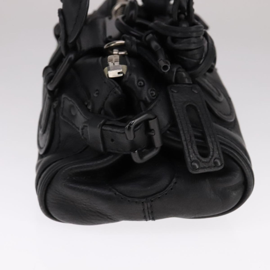 Chloe Paddington Mini Hand Bag Leather Black Silver bs21787