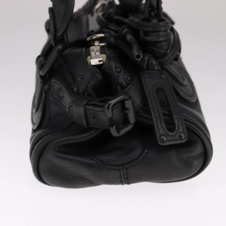 Chloe Paddington Mini Hand Bag Leather Black Silver bs21787