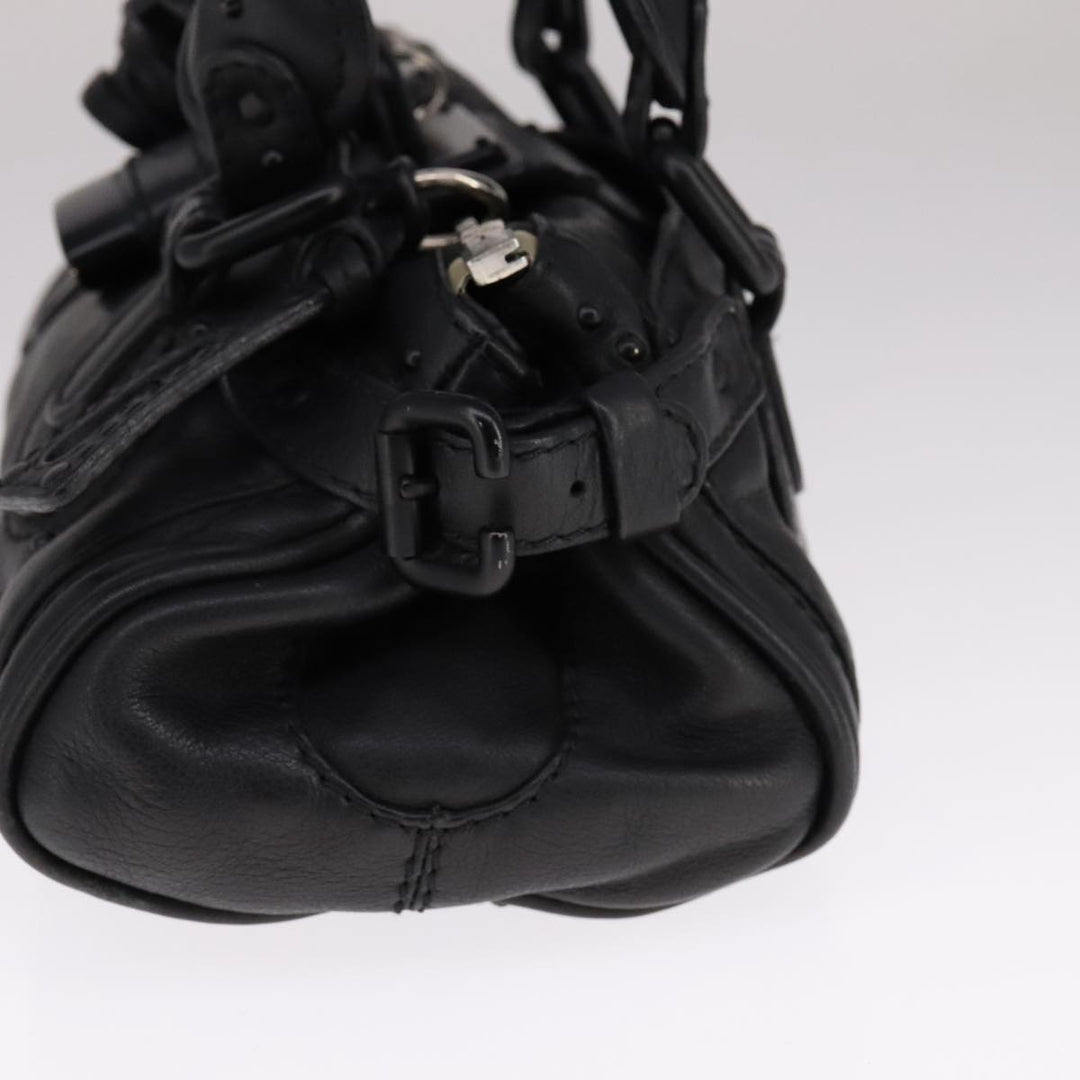 Chloe Paddington Mini Hand Bag Leather Black Silver bs21787