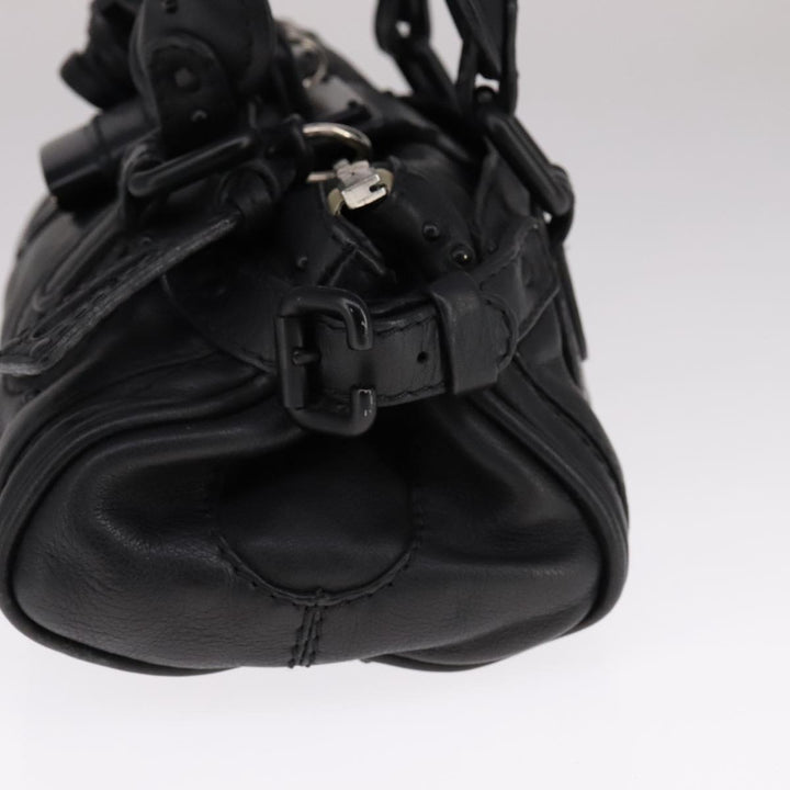 Chloe Paddington Mini Hand Bag Leather Black Silver bs21787