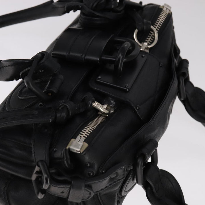 Chloe Paddington Mini Hand Bag Leather Black Silver bs21787