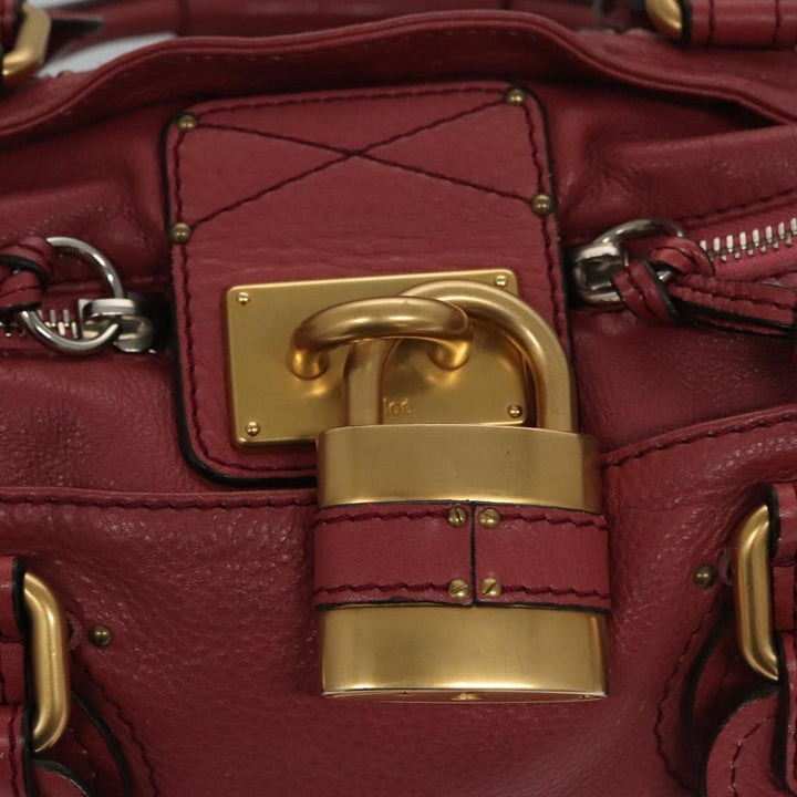 Chloe Paddington Hand Bag Leather Pink Gold Silver bs22039