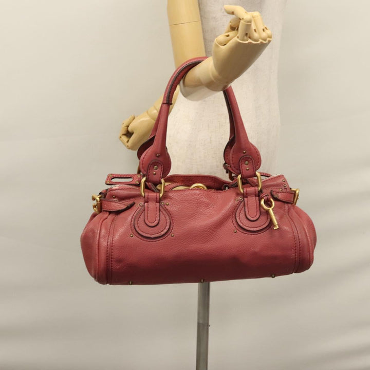 Chloe Paddington Hand Bag Leather Pink Gold Silver bs22039