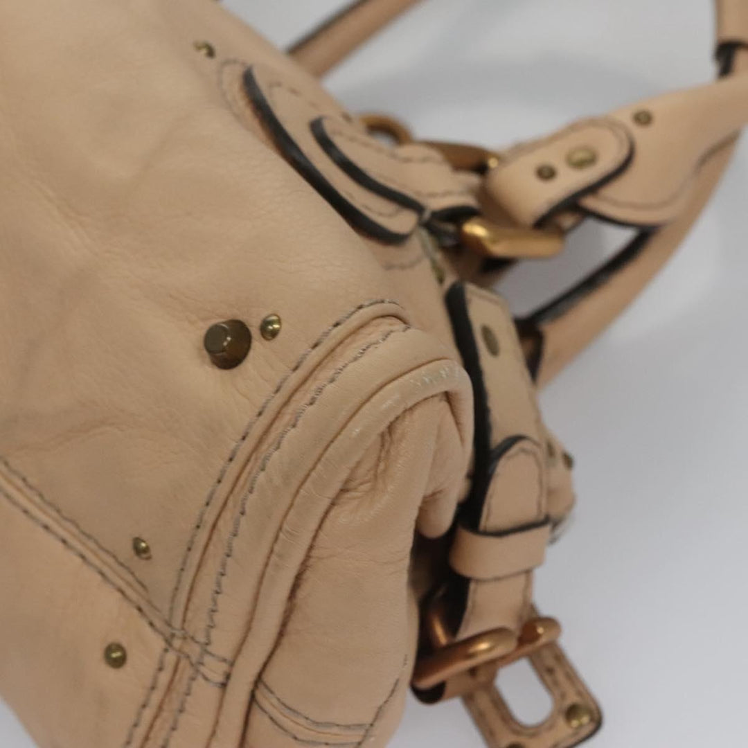 Chloe Paddington Mini Hand Bag Leather Beige Silver gold bs22040