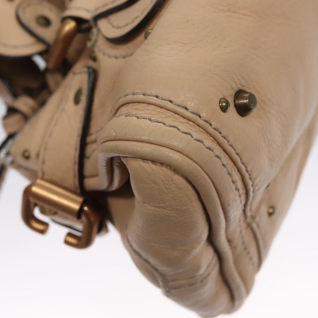 Chloe Paddington Mini Hand Bag Leather Beige Silver gold bs22040