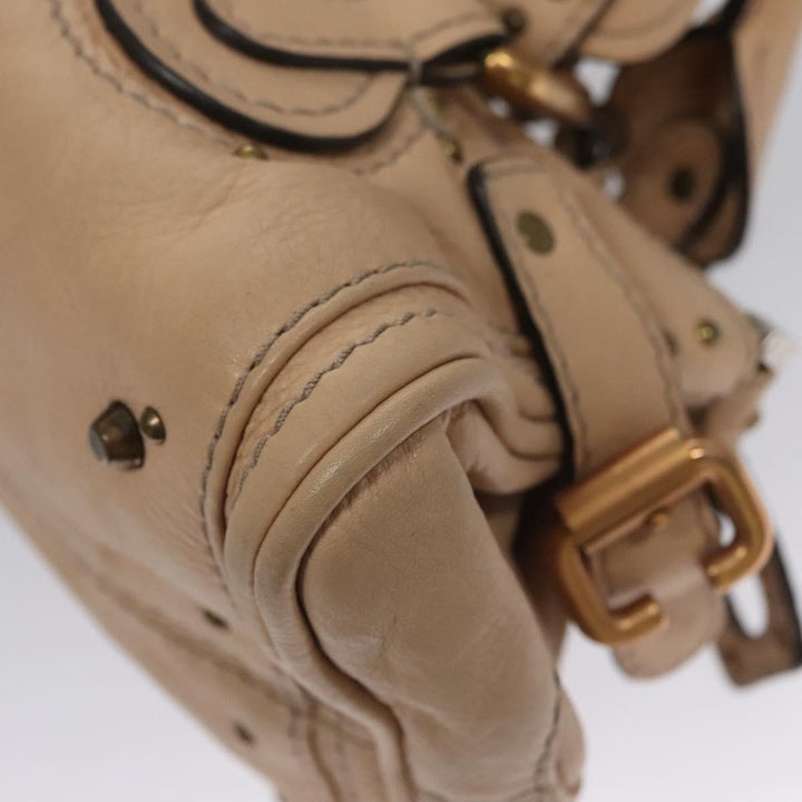 Chloe Paddington Mini Hand Bag Leather Beige Silver gold bs22040