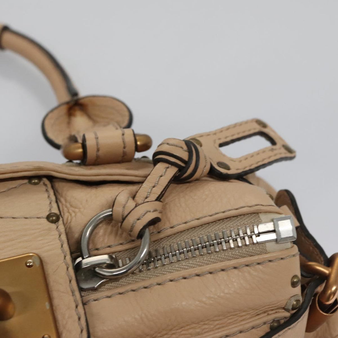 Chloe Paddington Mini Hand Bag Leather Beige Silver gold bs22040