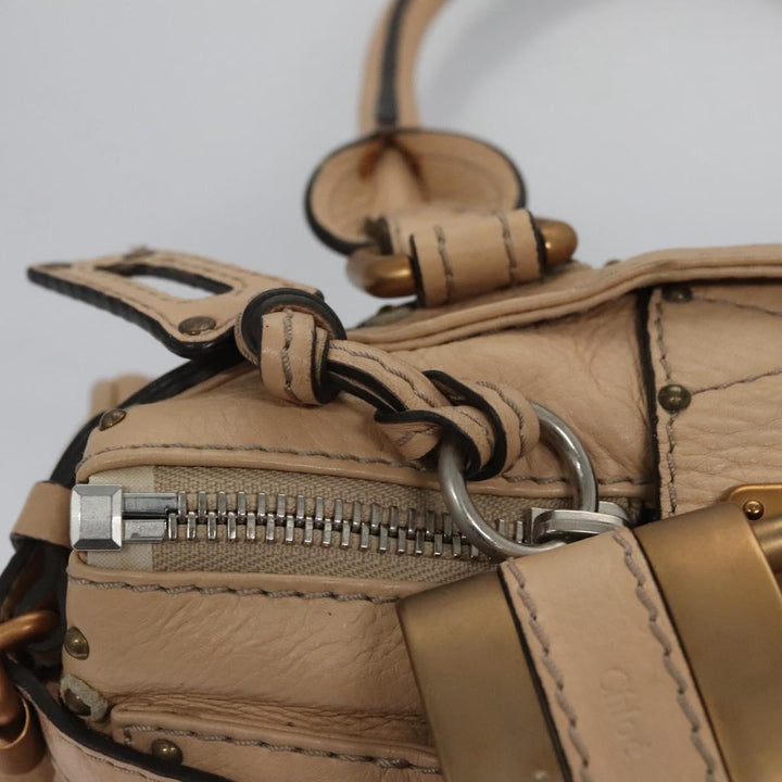 Chloe Paddington Mini Hand Bag Leather Beige Silver gold bs22040