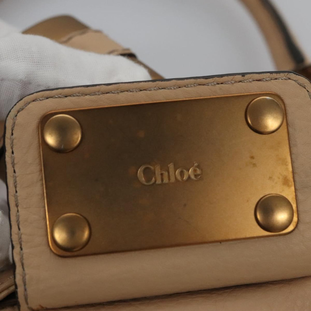 Chloe Paddington Mini Hand Bag Leather Beige Silver gold bs22040