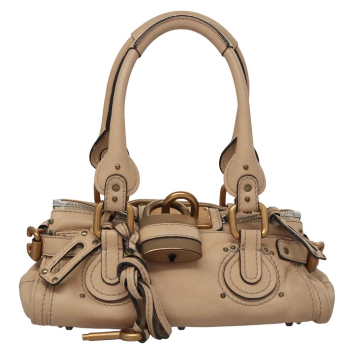 Chloe Paddington Mini Hand Bag Leather Beige Silver gold bs22040