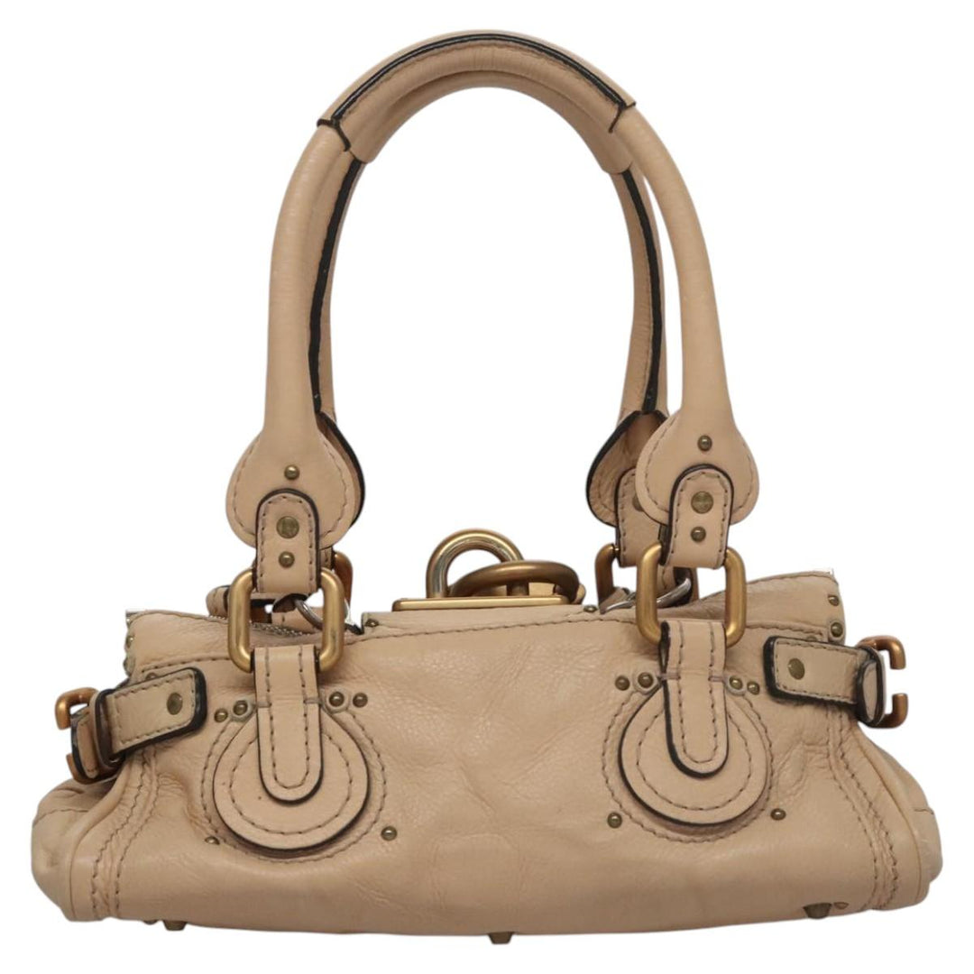 Chloe Paddington Mini Hand Bag Leather Beige Silver gold bs22040