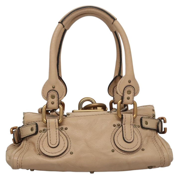Chloe Paddington Mini Hand Bag Leather Beige Silver gold bs22040