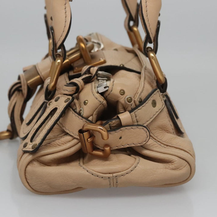 Chloe Paddington Mini Hand Bag Leather Beige Silver gold bs22040