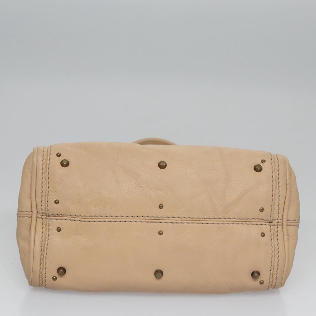 Chloe Paddington Mini Hand Bag Leather Beige Silver gold bs22040