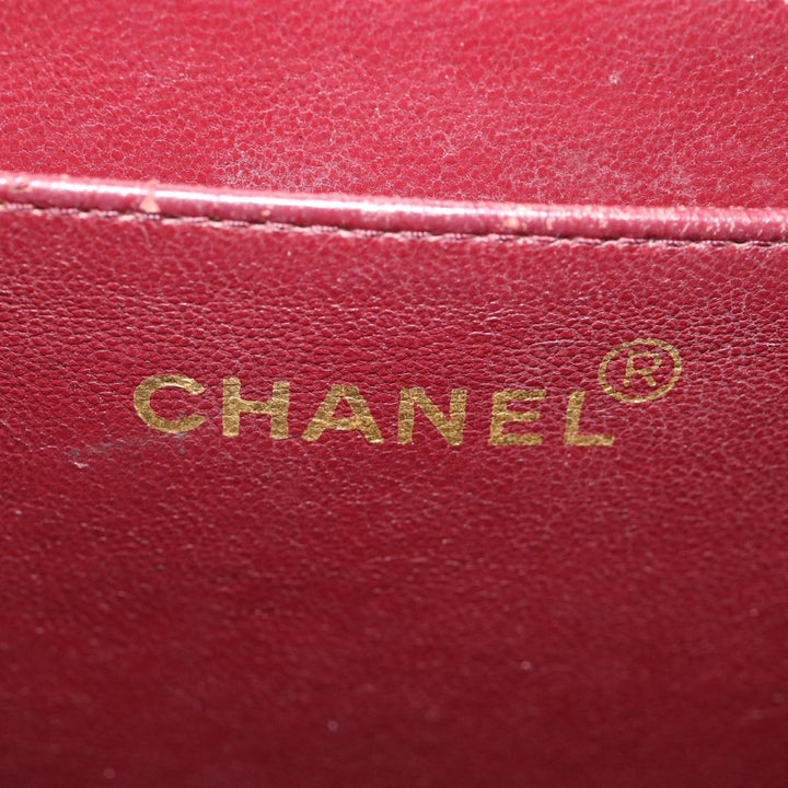 Chanel Big Matelasse Double Chain Shoulder Bag Lamb Skin Black CC Auth bs3702