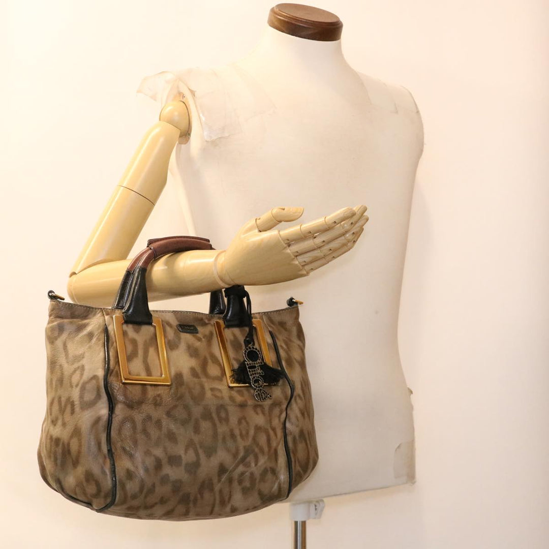 Chloe Hand Bag Leather Brown 03-11-50 bs4553