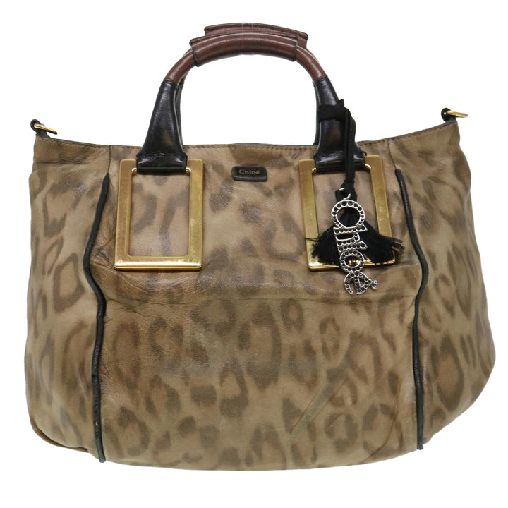Chloe Hand Bag Leather Brown 03-11-50 bs4553