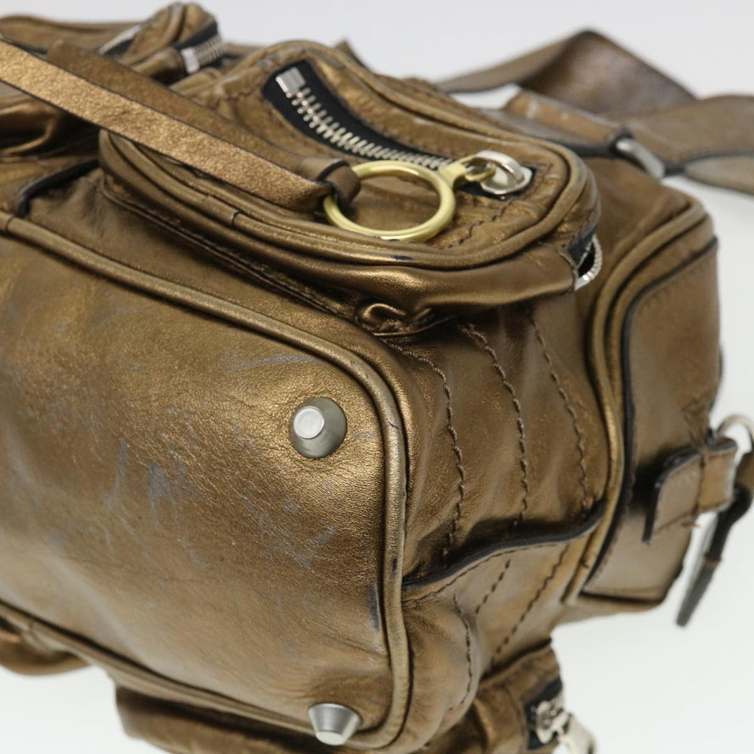 Chloe Hand Bag Leather Gold 6HS184-50 bs4554
