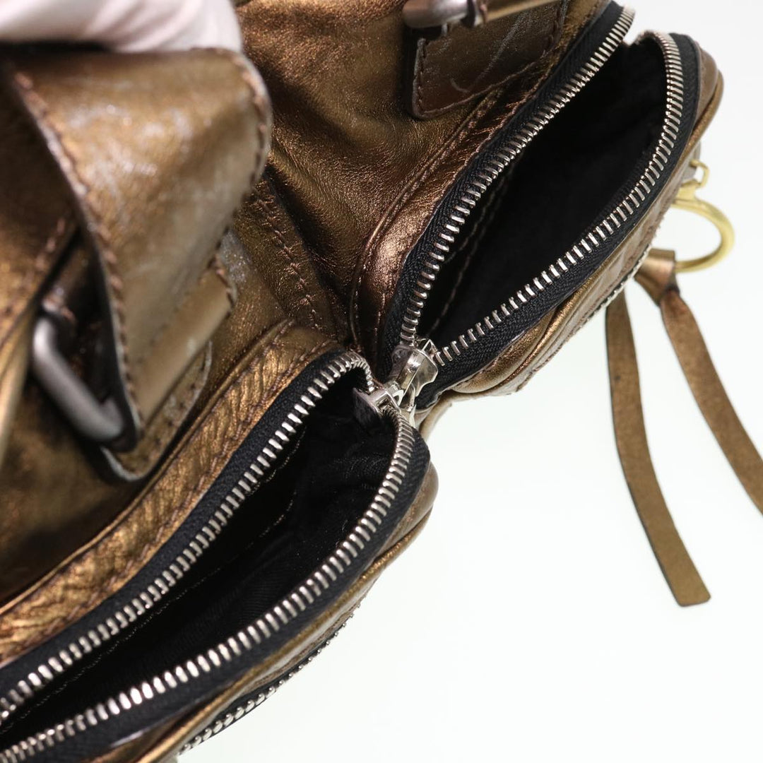 Chloe Hand Bag Leather Gold 6HS184-50 bs4554