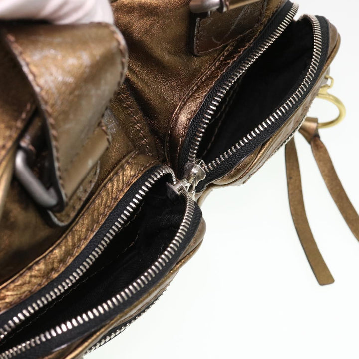 Chloe Hand Bag Leather Gold 6HS184-50 bs4554