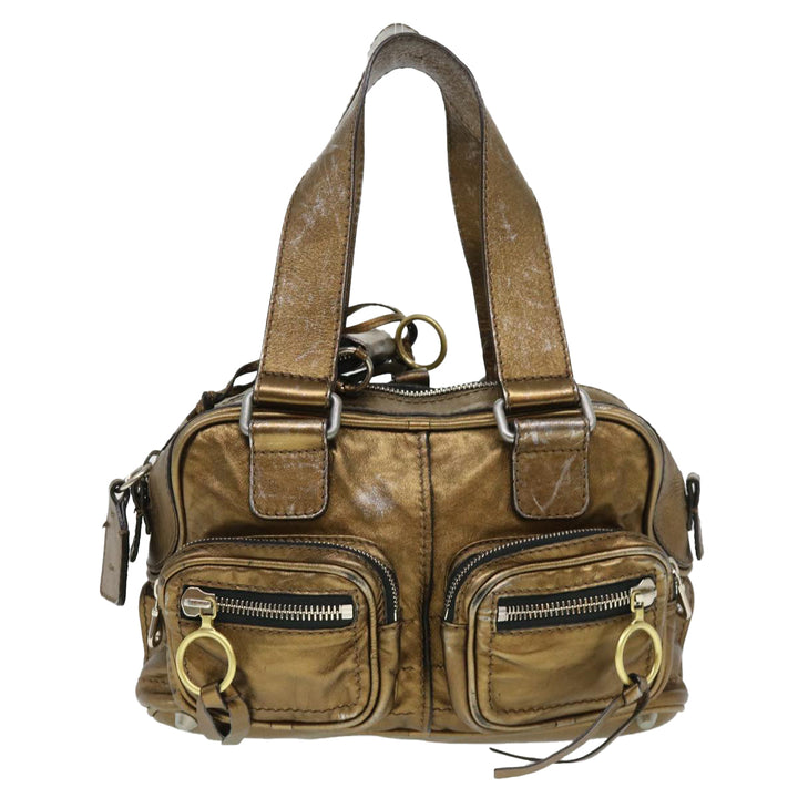 Chloe Hand Bag Leather Gold 6HS184-50 bs4554