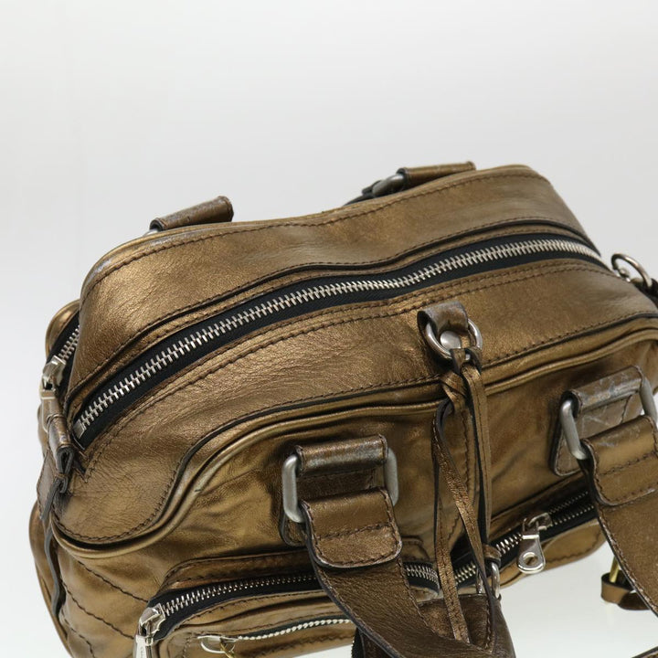 Chloe Hand Bag Leather Gold 6HS184-50 bs4554