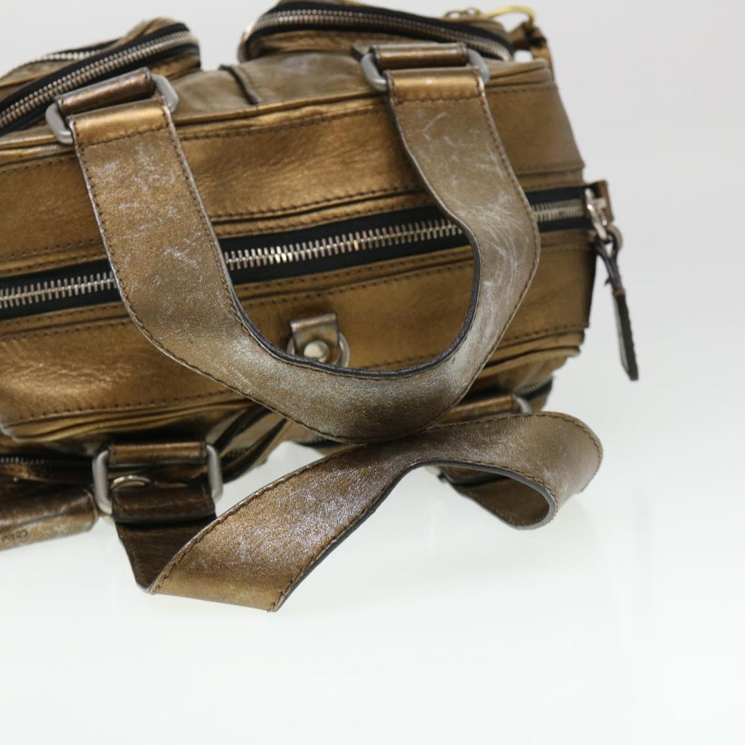 Chloe Hand Bag Leather Gold 6HS184-50 bs4554