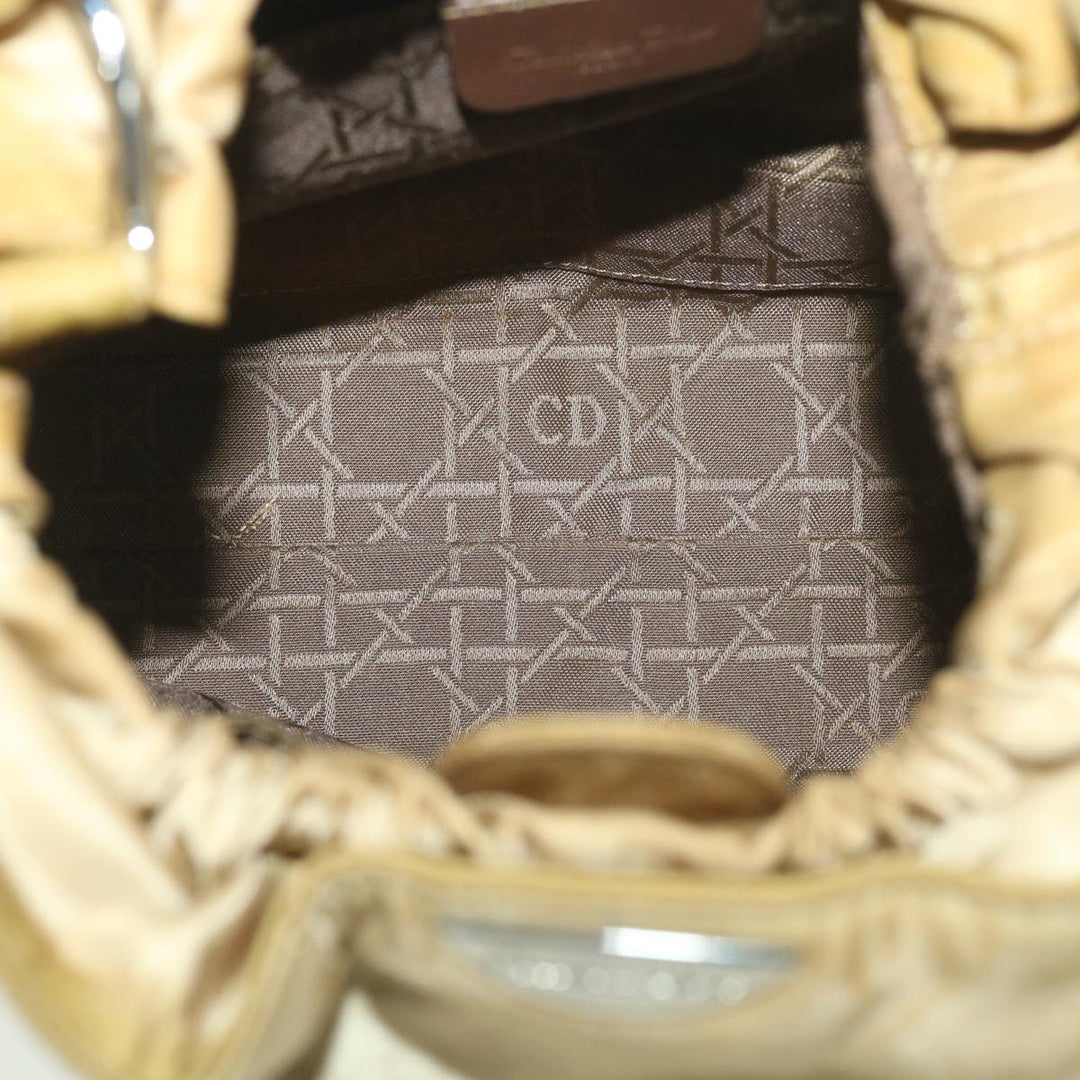 CHRISTIAN Top quality Dior Maris Pearl Hand Bag Nylon Beige Auth bs4600