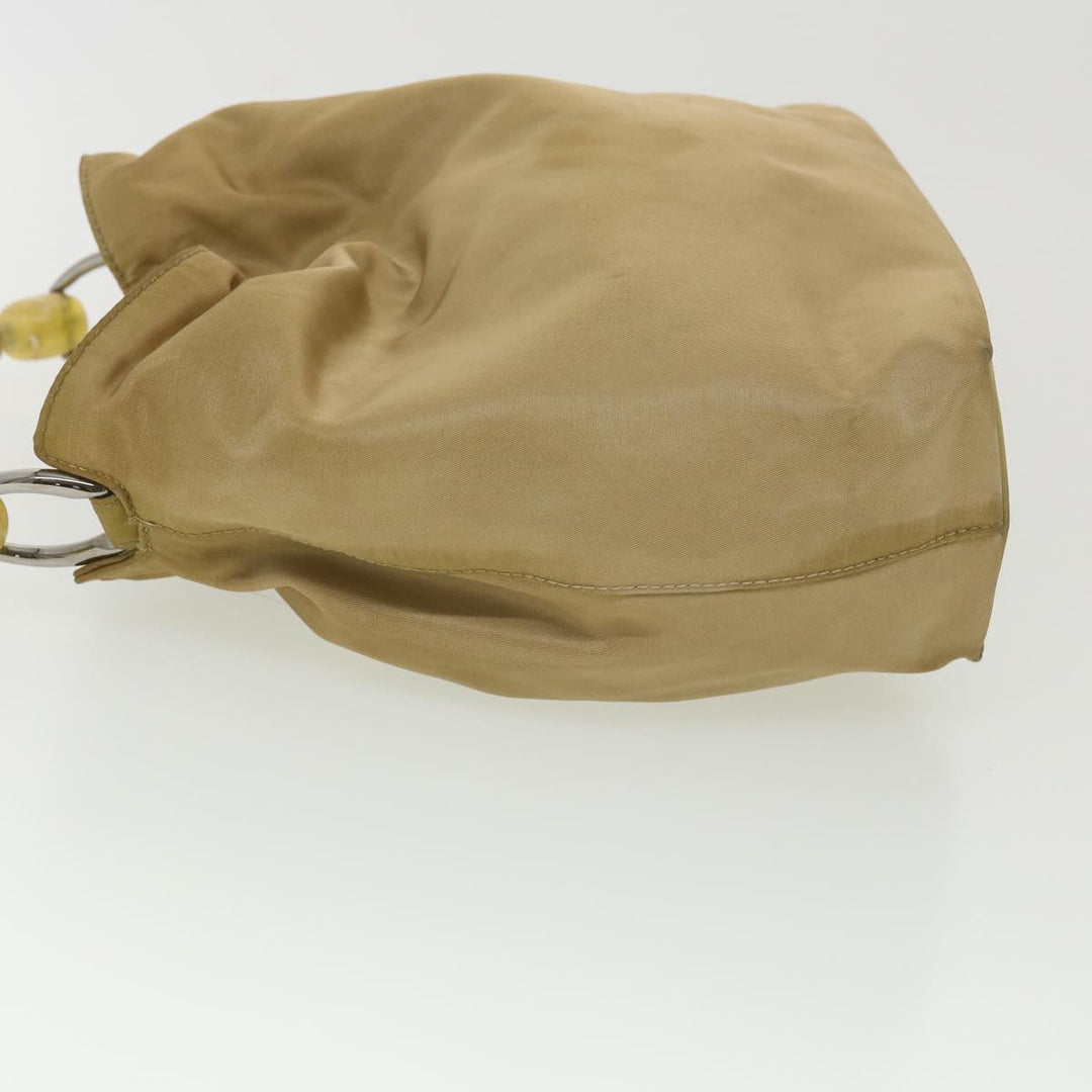 CHRISTIAN Top quality Dior Maris Pearl Hand Bag Nylon Beige Auth bs4600