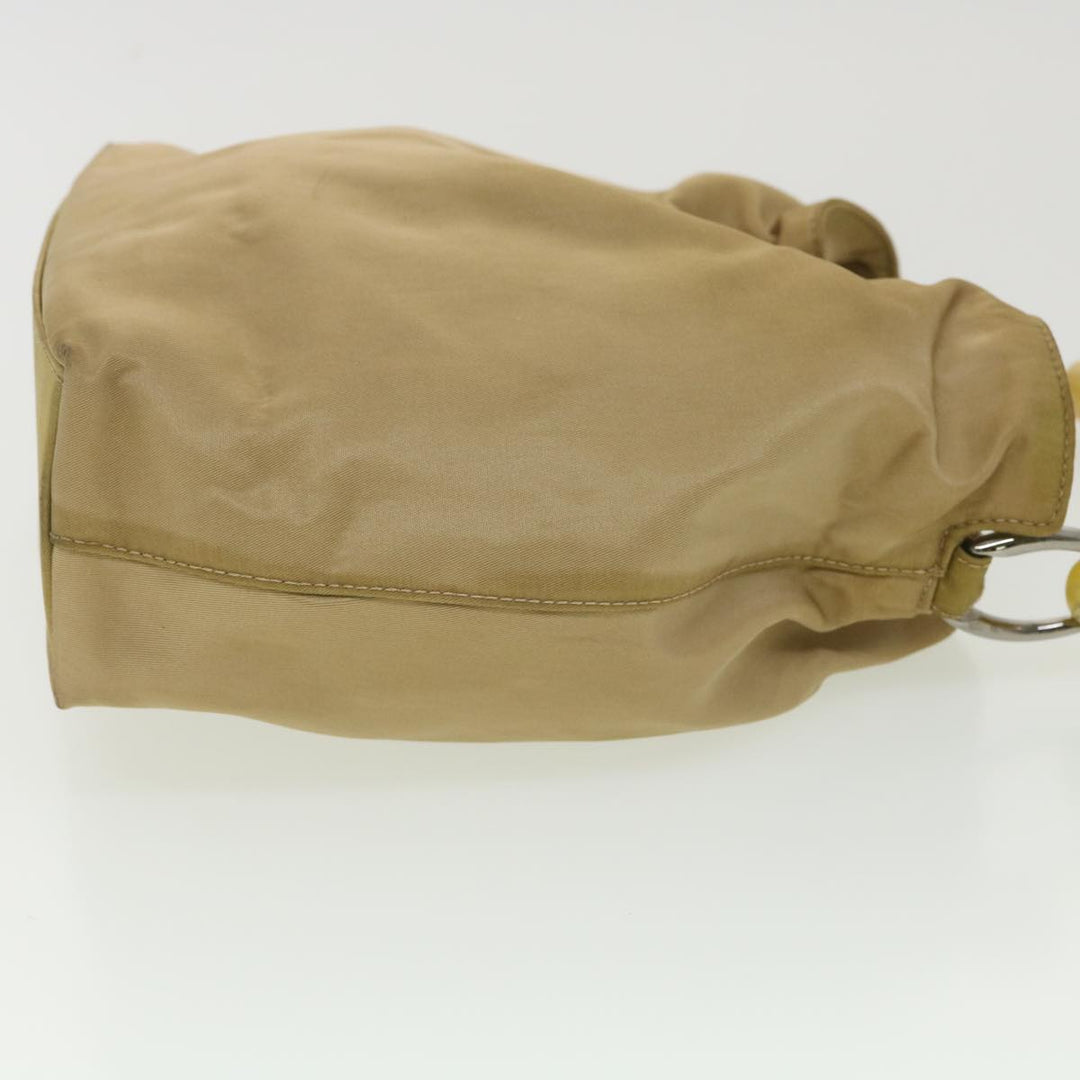 CHRISTIAN Top quality Dior Maris Pearl Hand Bag Nylon Beige Auth bs4600