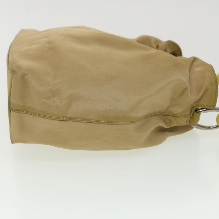 CHRISTIAN Top quality Dior Maris Pearl Hand Bag Nylon Beige Auth bs4600