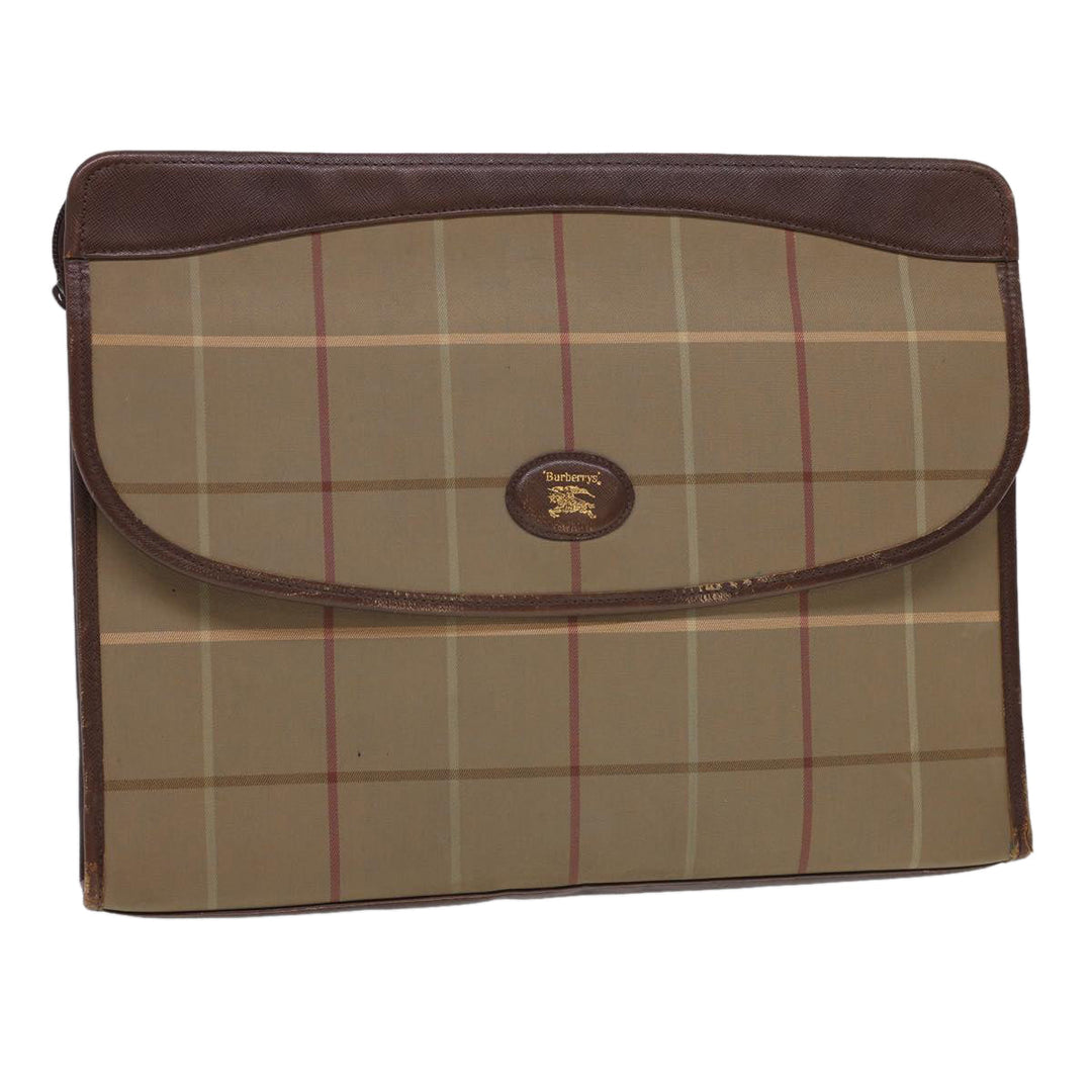 BurberrySs Nova Check Clutch Bag Nylon Beige Auth bs4852