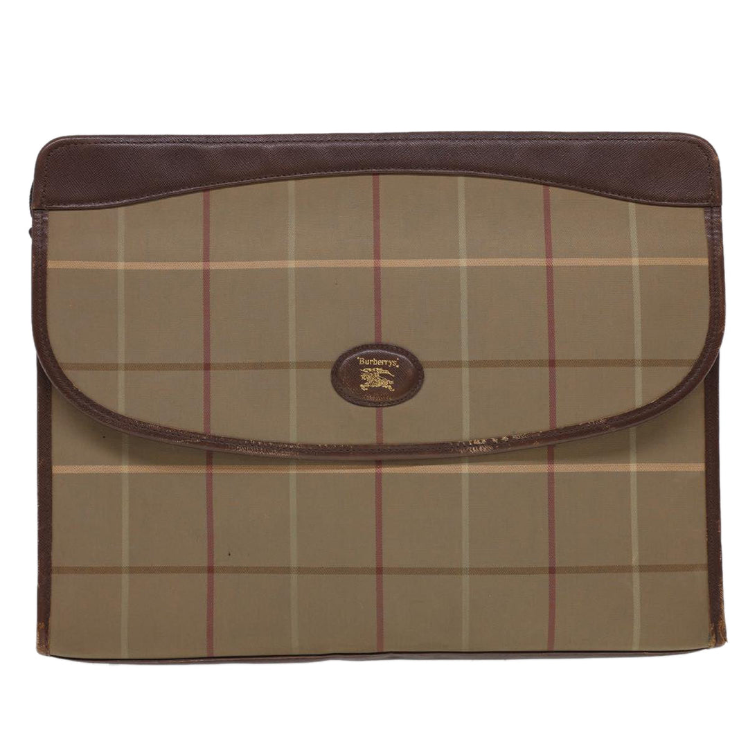 BurberrySs Nova Check Clutch Bag Nylon Beige Auth bs4852