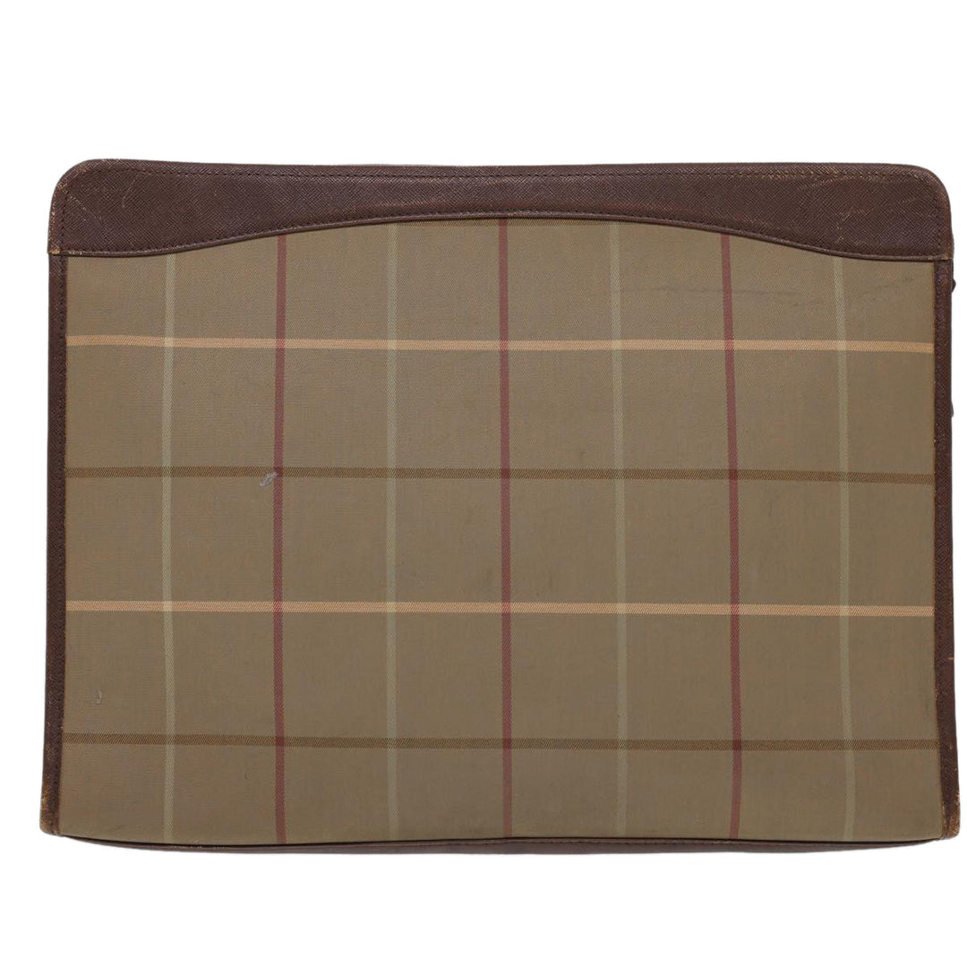 BurberrySs Nova Check Clutch Bag Nylon Beige Auth bs4852