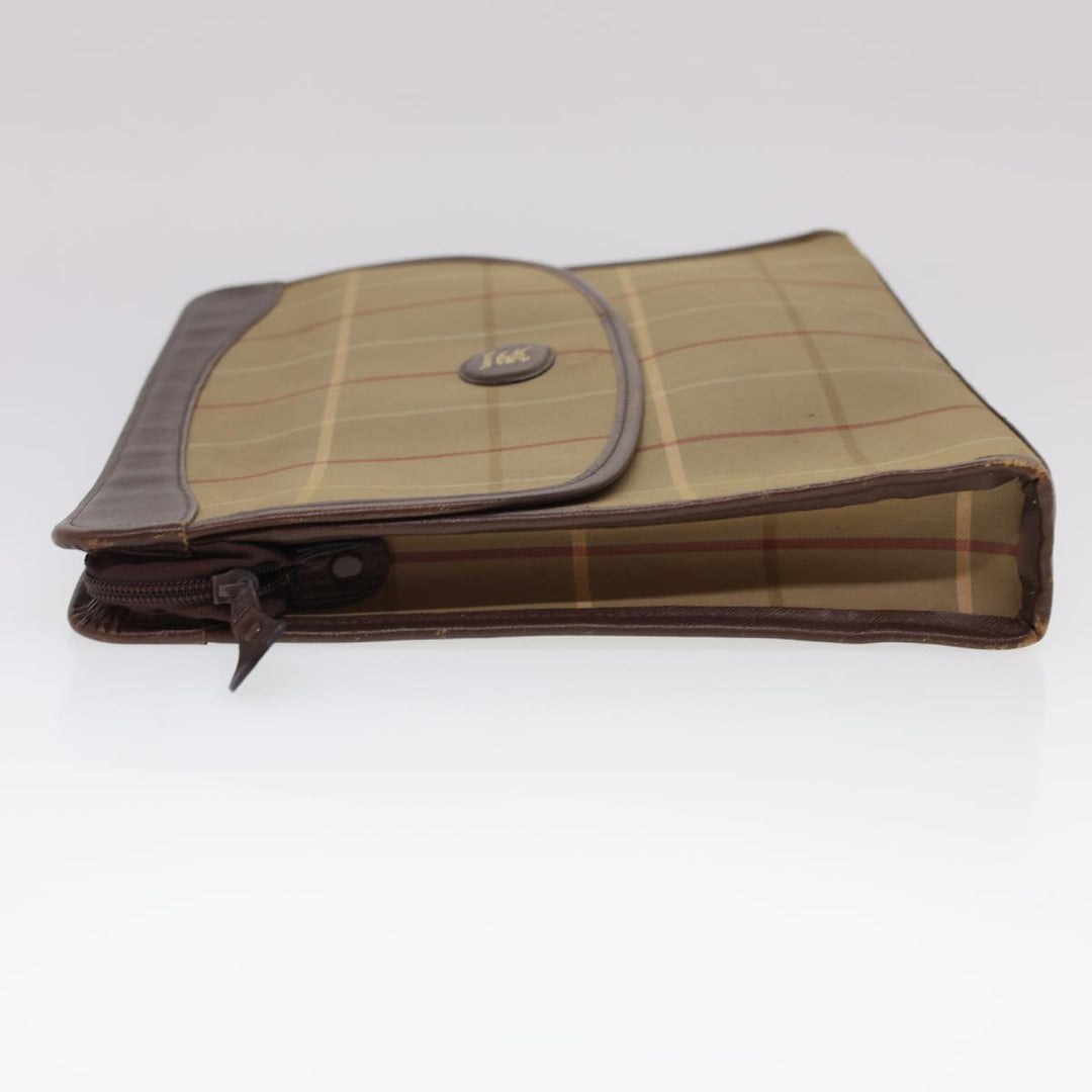 BurberrySs Nova Check Clutch Bag Nylon Beige Auth bs4852