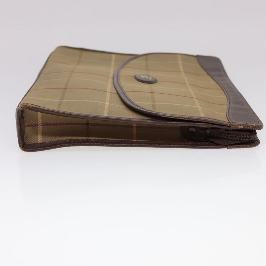 BurberrySs Nova Check Clutch Bag Nylon Beige Auth bs4852