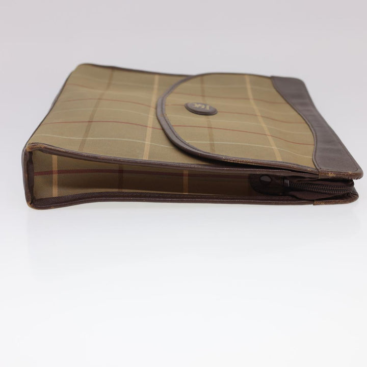 BurberrySs Nova Check Clutch Bag Nylon Beige Auth bs4852