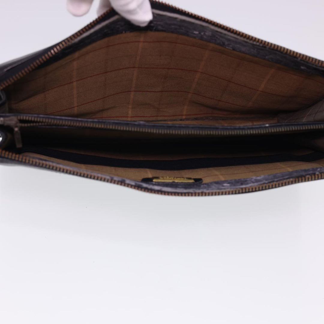 BurberrySs Clutch Bag Leather 2Set Brown Black Auth bs4863
