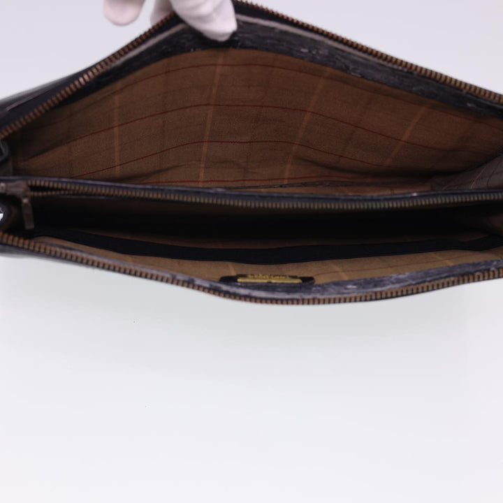 BurberrySs Clutch Bag Leather 2Set Brown Black Auth bs4863