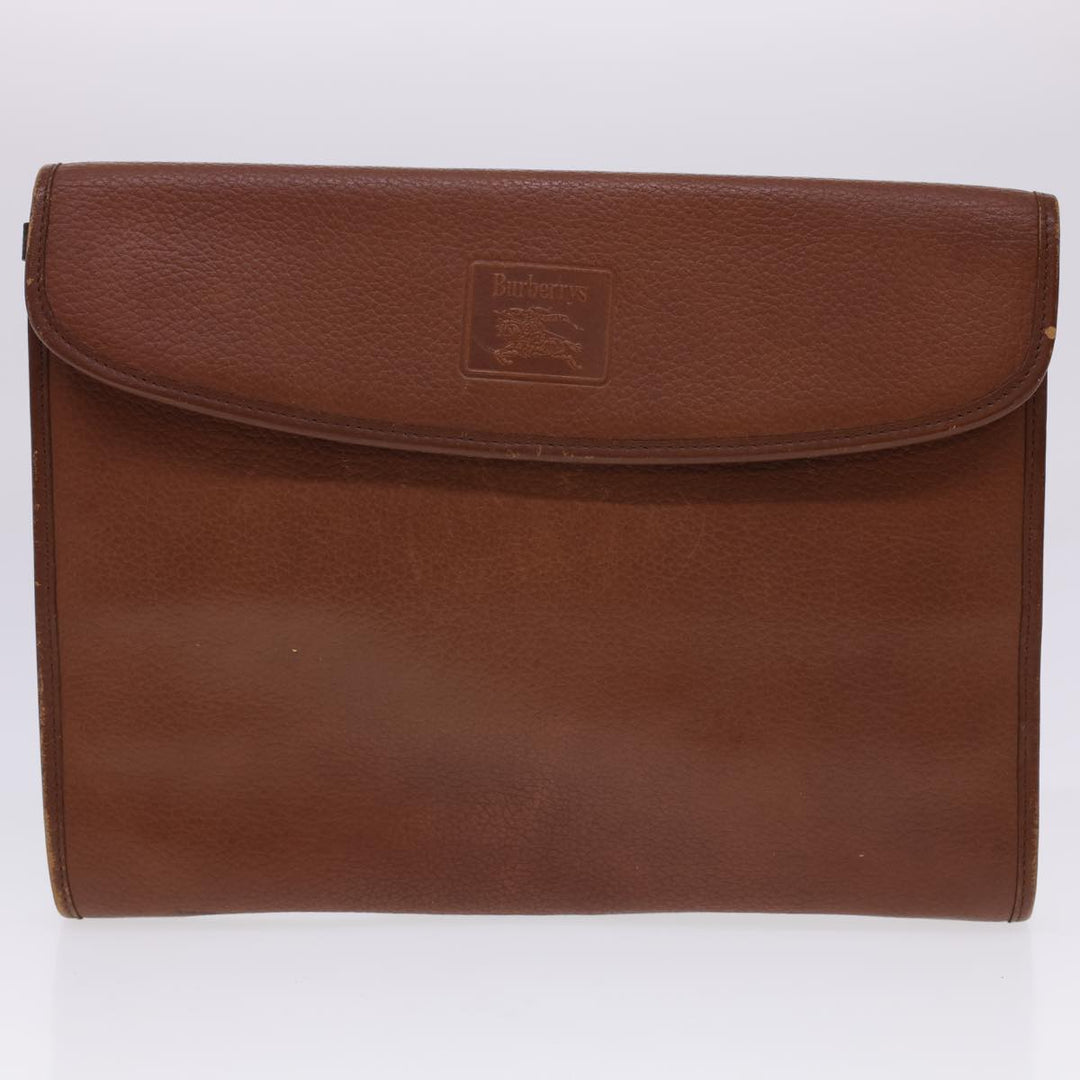 BurberrySs Clutch Bag Leather 2Set Brown Black Auth bs4863