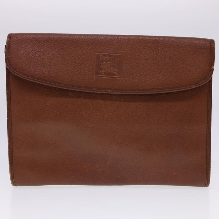 BurberrySs Clutch Bag Leather 2Set Brown Black Auth bs4863