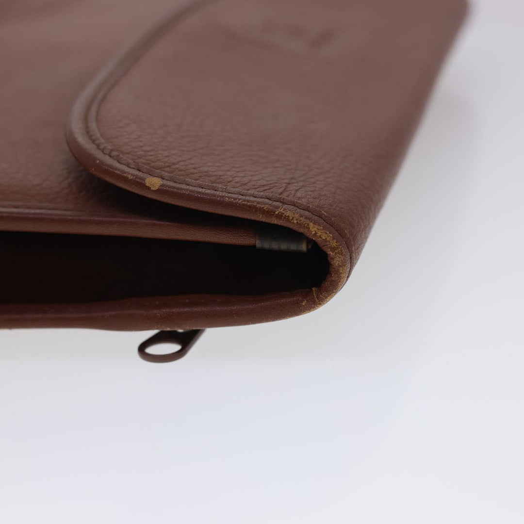 BurberrySs Clutch Bag Leather 2Set Brown Black Auth bs4863