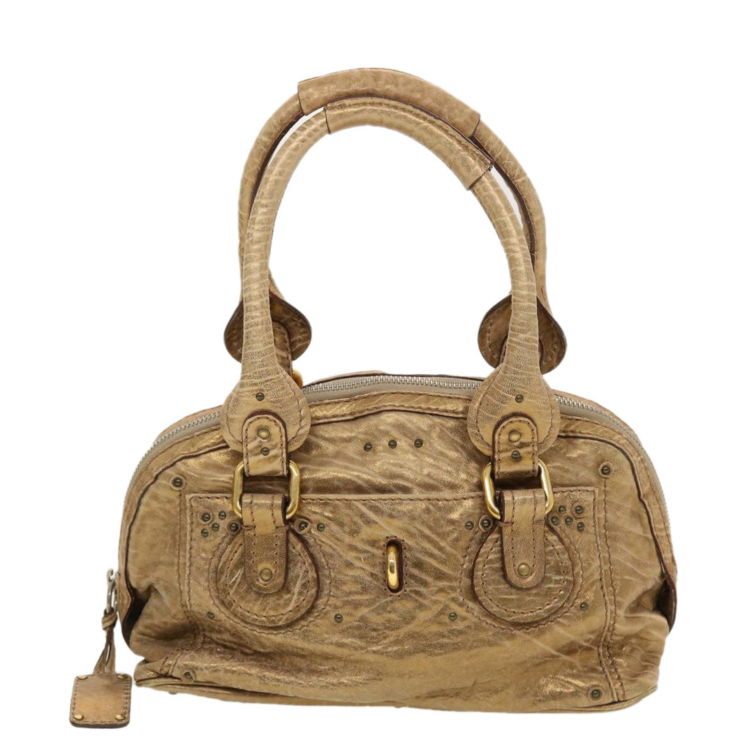 Chloe Hand Bag Leather 2Set Beige Bronze black bs4905