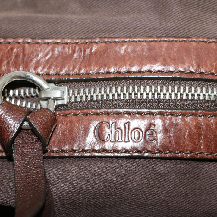 Chloe Hand Bag Leather Brown 01-08-51-5267 bs5116