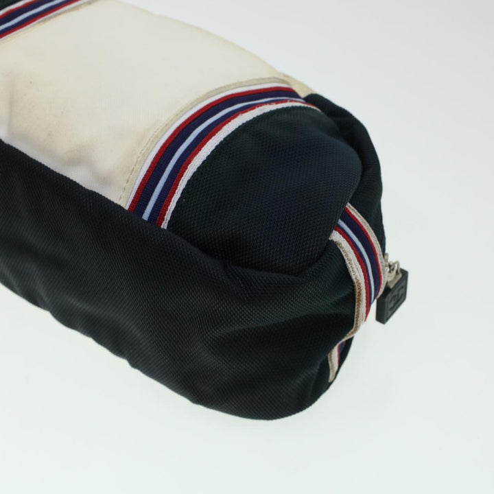 Top Quality Chanel Clutch Bag Canvas White Navy CC Auth bs5370