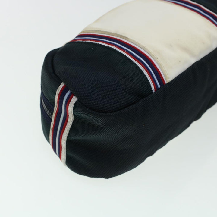 Top Quality Chanel Clutch Bag Canvas White Navy CC Auth bs5370